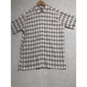 Patagonia Shirt Mens L Plaid Outdoor Hiking Organic Cotton Casual Short Sleeve
